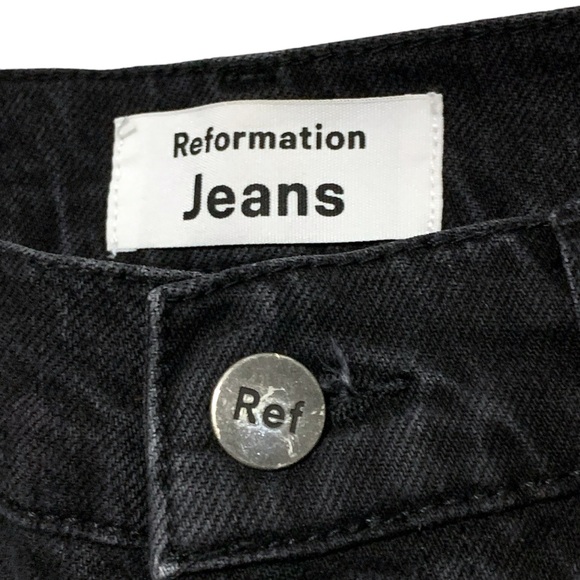 Reformation Liza Ultra High Rise Straight Jeans in Washed Black | Size 26 - Picture 9 of 13